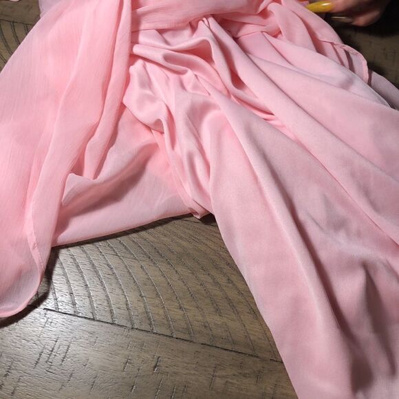 NWT Off Shoulder Hi Lo Chiffon Dress in Perfect Pink - Picture 12 of 13